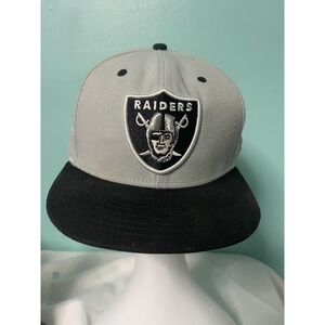 LAS VEGAS RAIDERS NFL VINTAGE Fitted 7 5/8 2-TONE DKGRAY/BLACK FLAT BILL CAP HAT